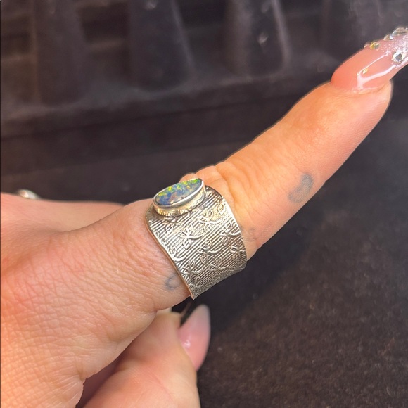 Silver  Ring SIZE 9 OPAL - Picture 2 of 6